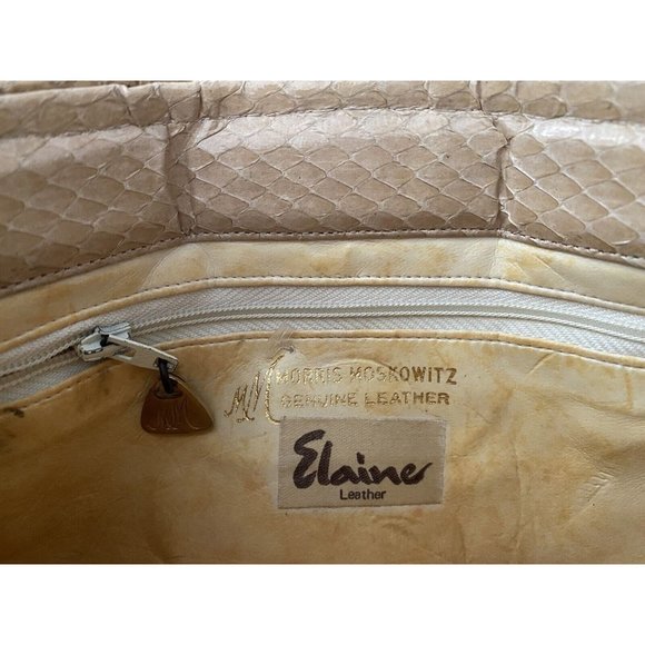 Vintage‎ Tan Morris Moskowitz Leather Reptile Convertible Clutch Crossbody Bag - Picture 7 of 12
